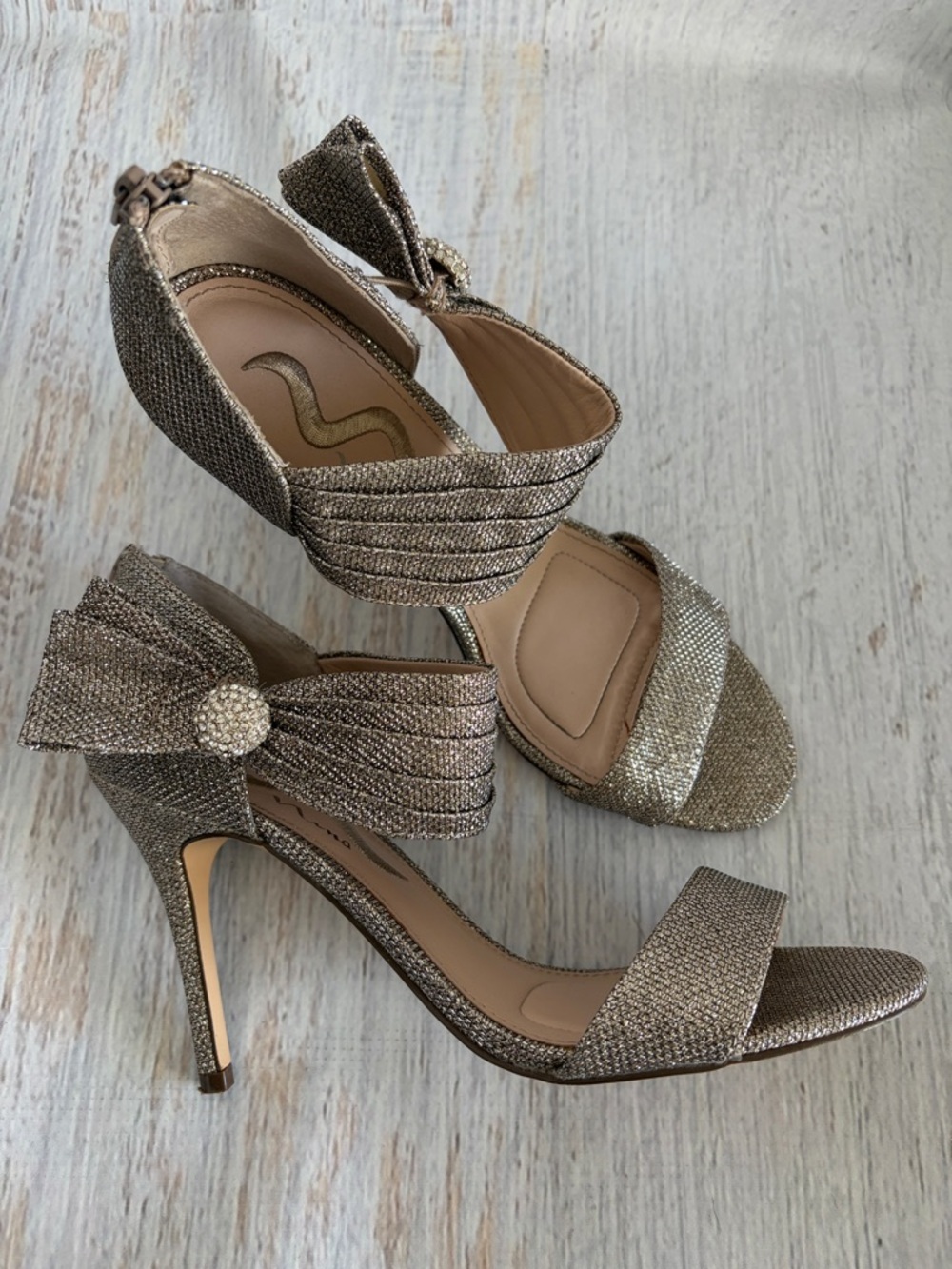 Nina Metallic Gold Open-Toe Ankle-Strap Heels - Picture 3 of 5